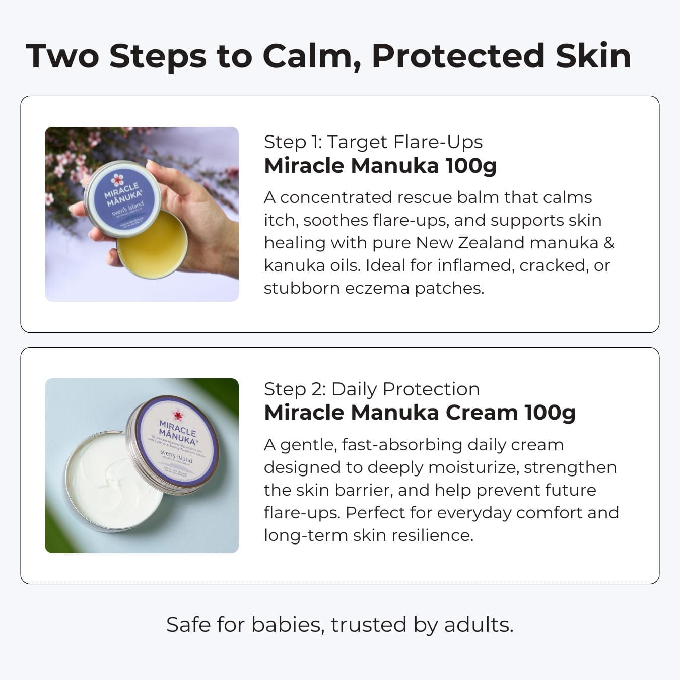 Sven’s Island New Zealand Eczema BOGO: Cream 100g + Balm 100g Eczema Cream
