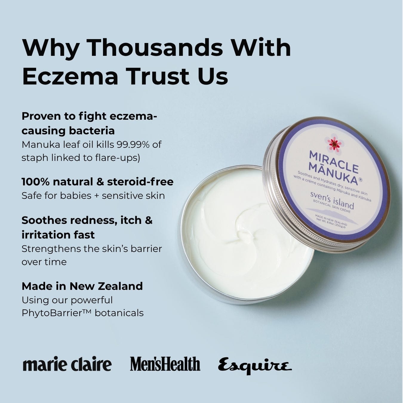 Sven’s Island New Zealand Miracle Manuka - Crème 250g Eczema Cream